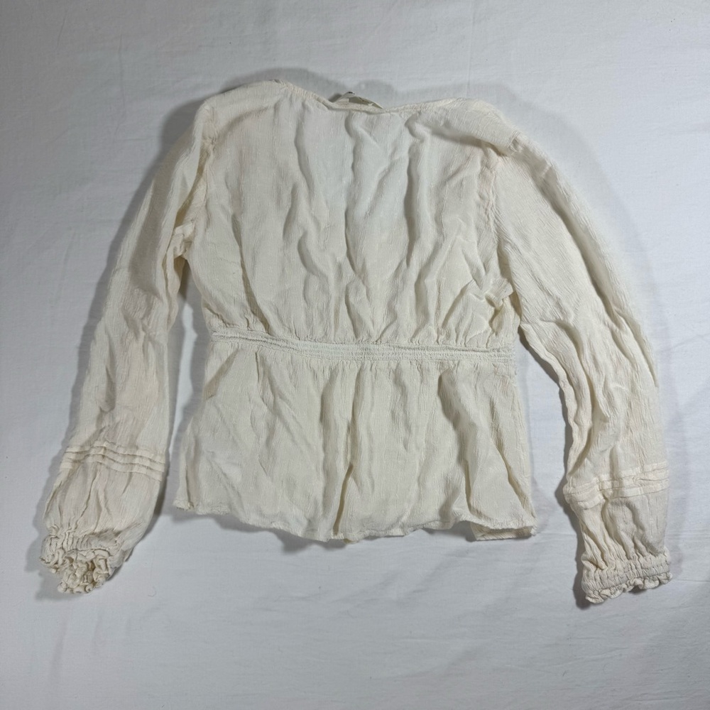 Takara Cream Babydoll Textured‎ Women's Blouse Long Sleeve Size Medium - Picture 3 of 10